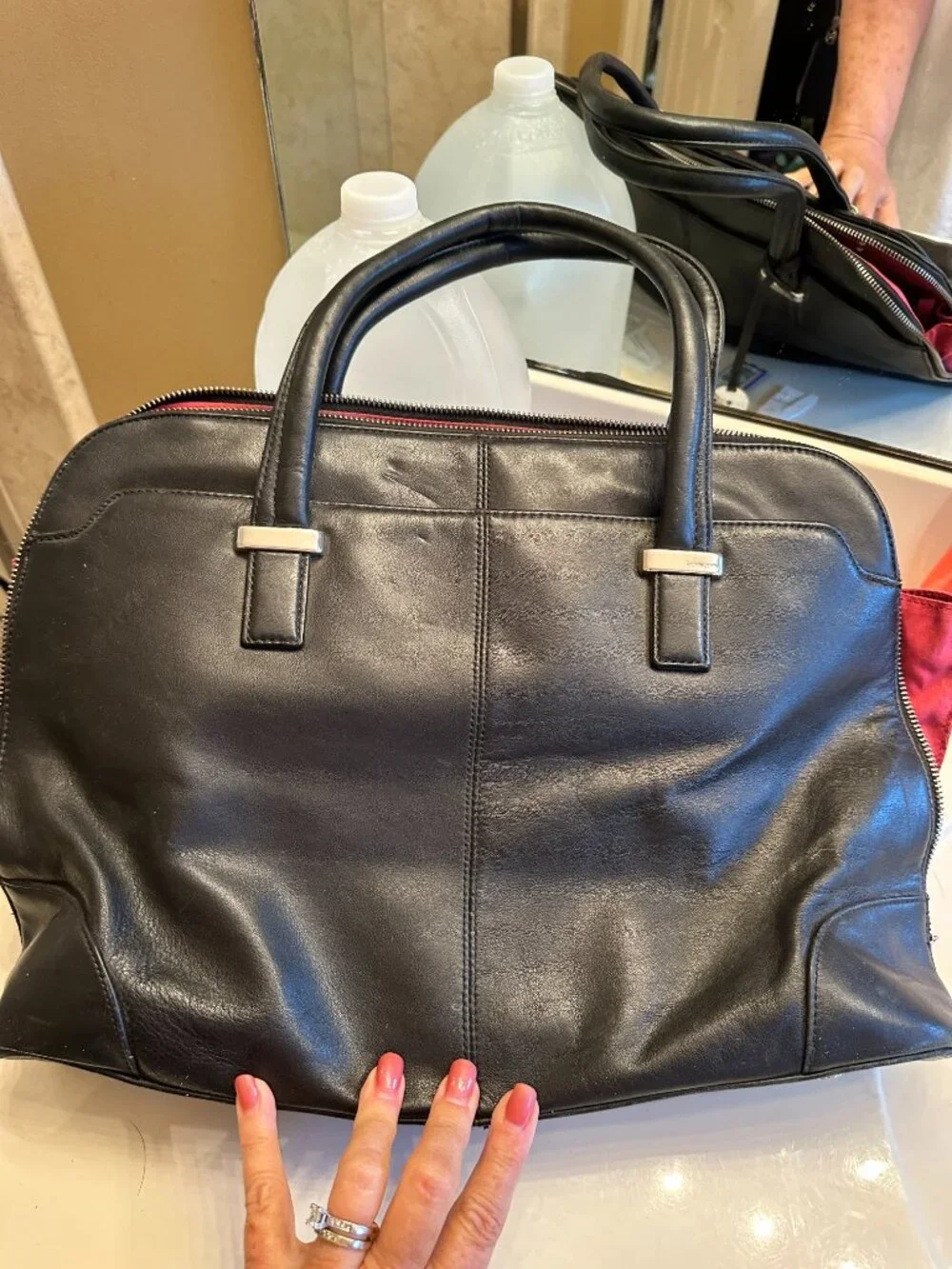 Knomo London Black Leather Laptop Bag Rubi styole
